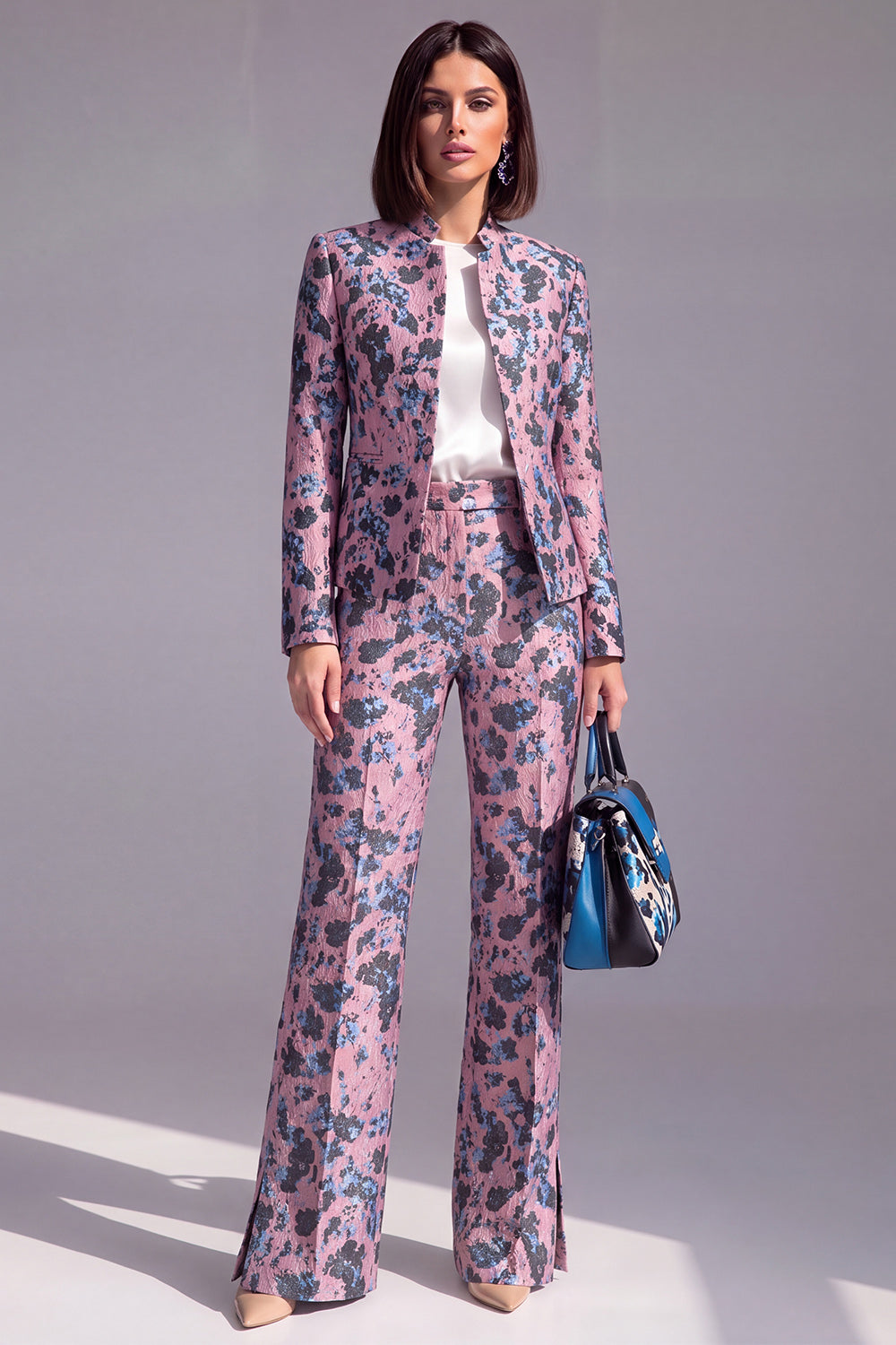 Dusty Green Open-front 2 Piece Slim Fit Floral Women's Suits