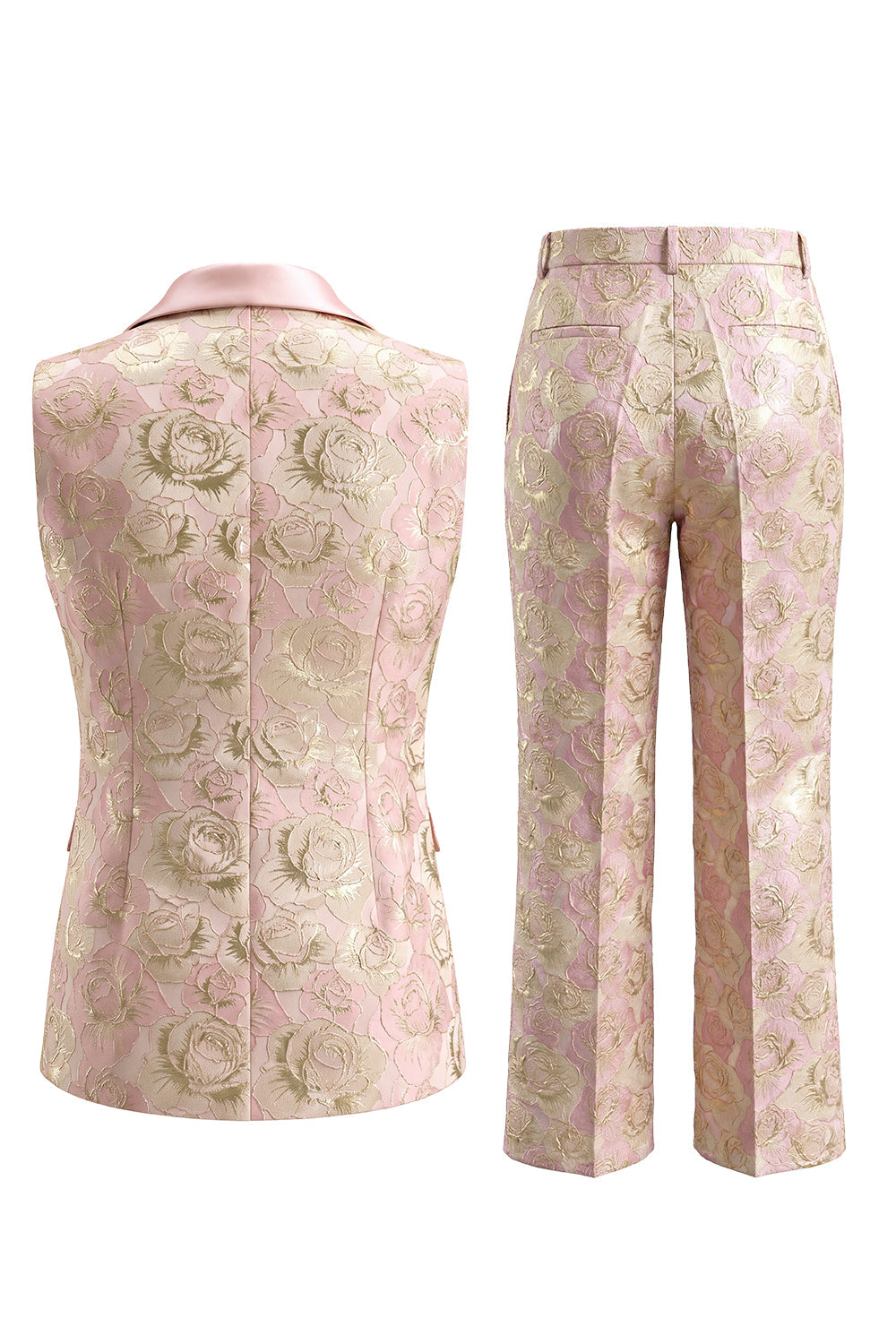 Ensemble deux pièces bleu à revers châle, floral et croisé pour femme avec poches