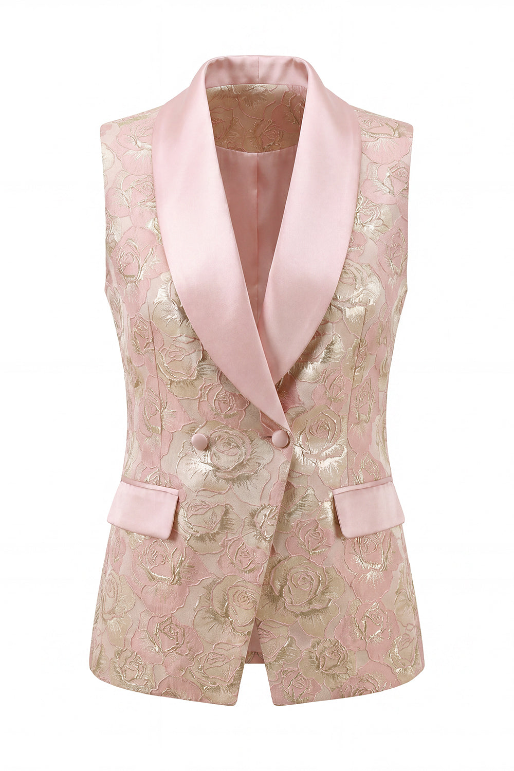 Ensemble deux pièces bleu à revers châle, floral et croisé pour femme avec poches