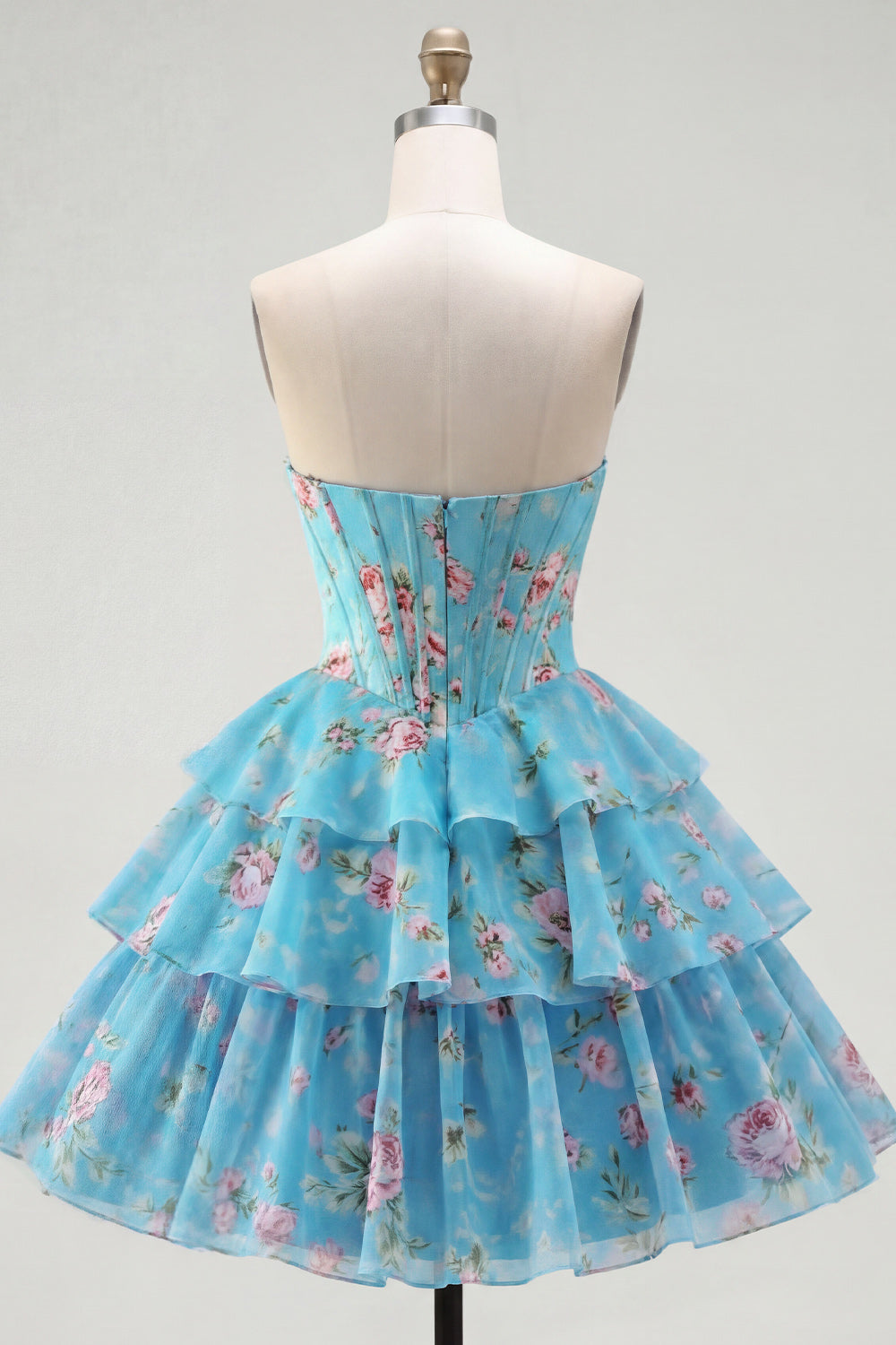 Robe de bal A-Line bustier corset jaune à fleurs étagée