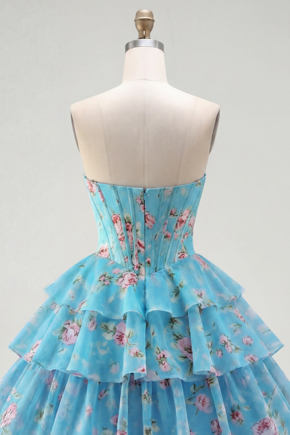 Robe de bal A-Line bustier corset jaune à fleurs étagée
