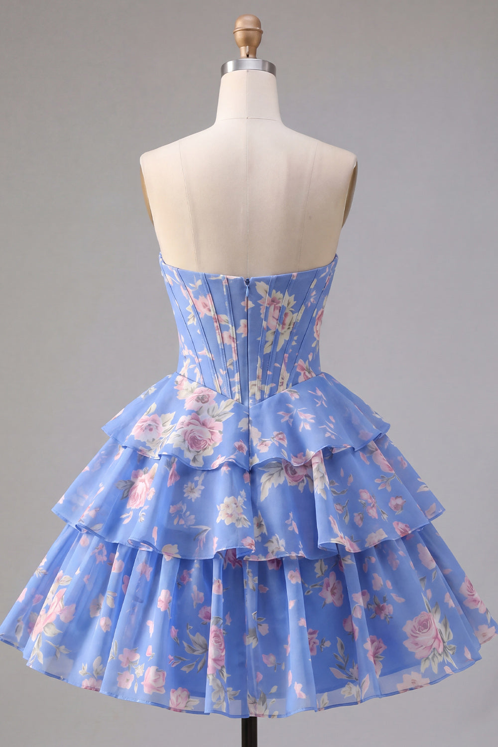 Robe de bal A-Line bustier corset jaune à fleurs étagée