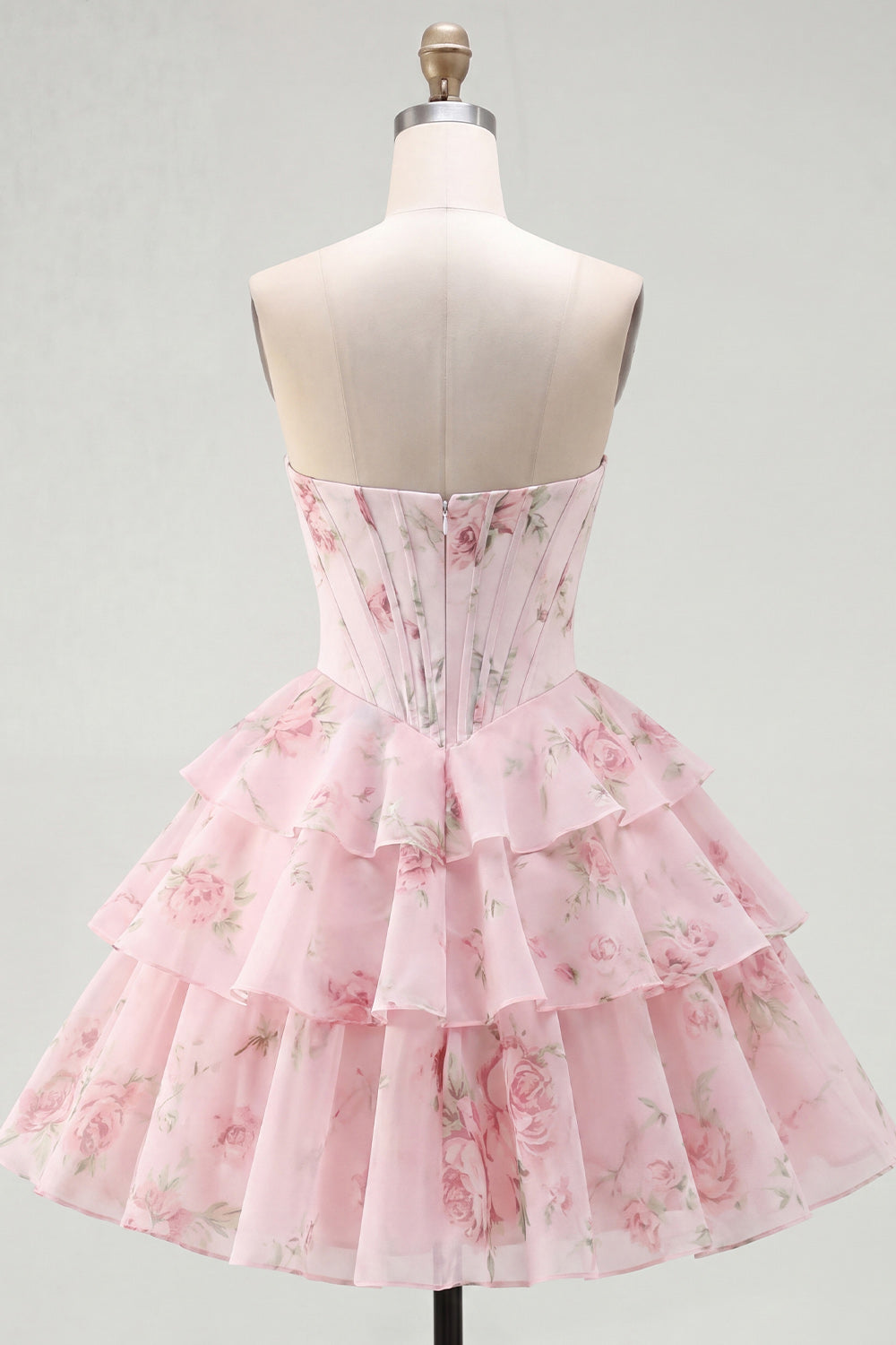 Robe de bal A-Line bustier corset jaune à fleurs étagée