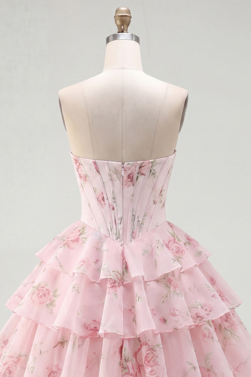 Robe de bal A-Line bustier corset jaune à fleurs étagée