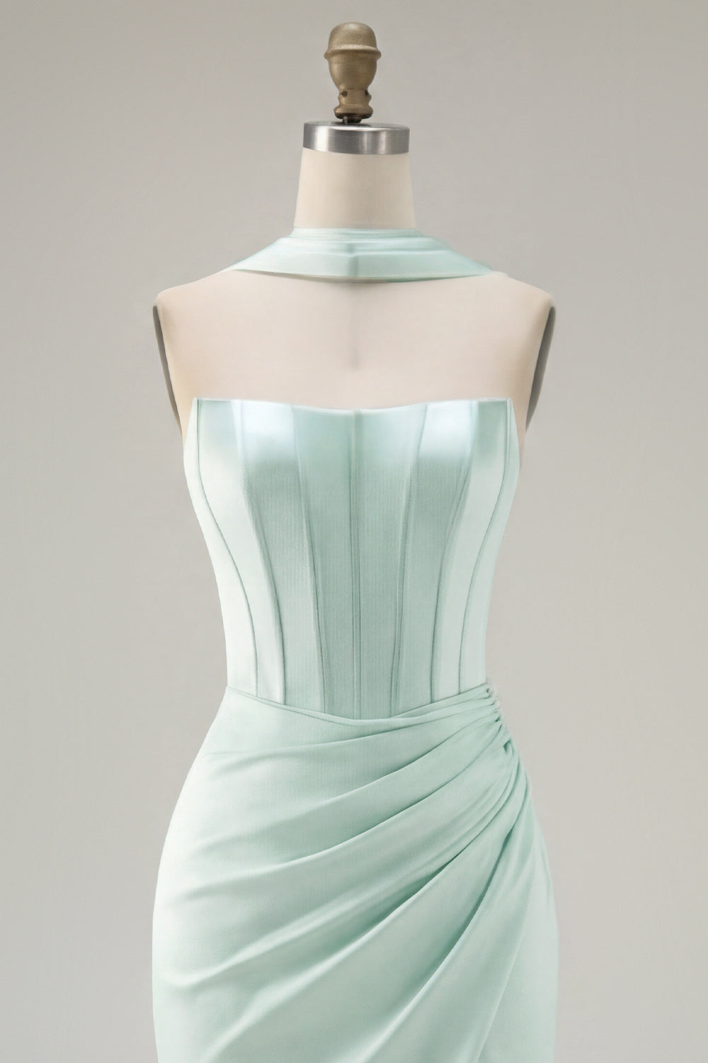 Mint Strapless Bodycon Corset Homecoming Dress with Slit