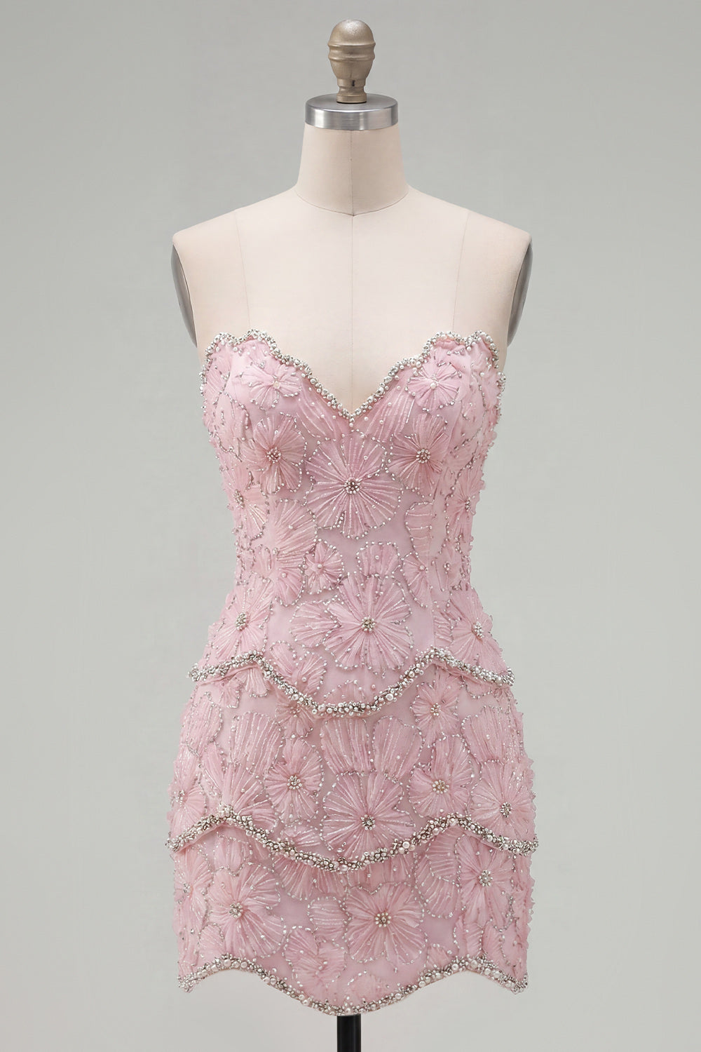 Sweetheart Pink Bodycon Homecoming Dress with Beading