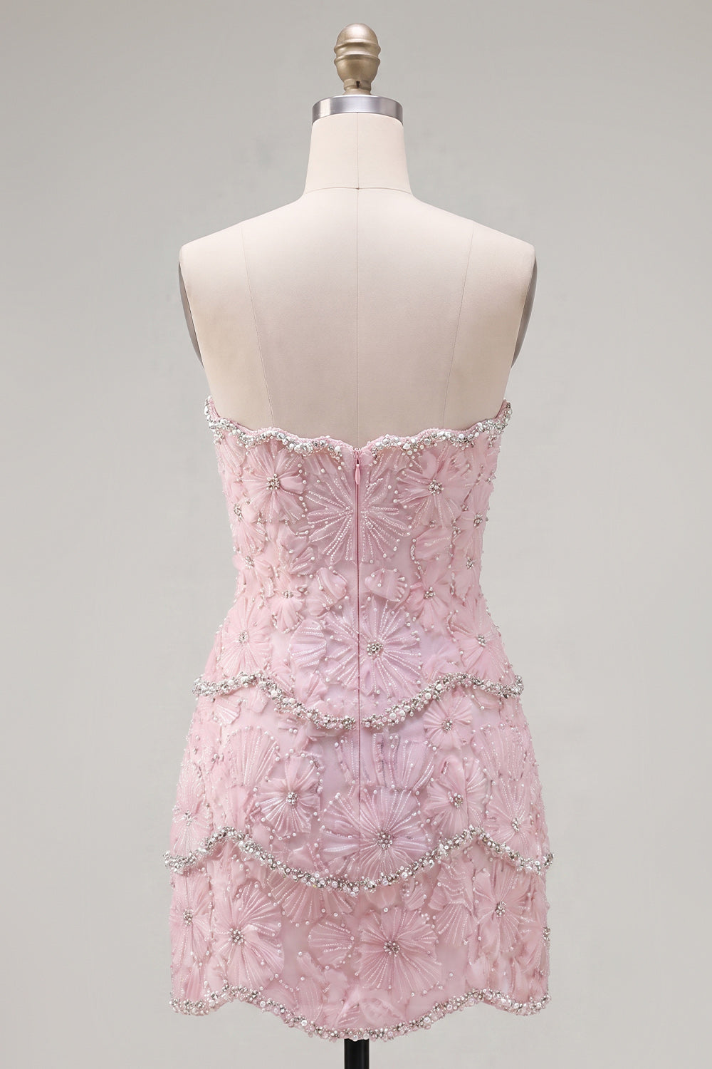 Sweetheart Pink Bodycon Homecoming Dress with Beading