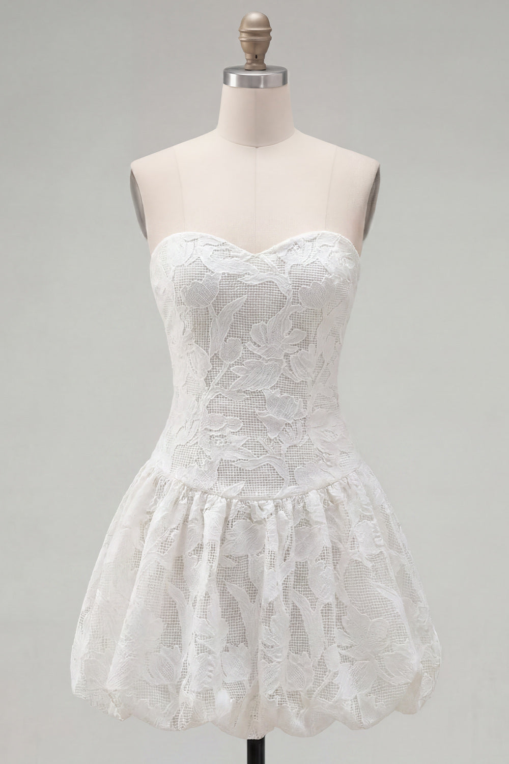 A-Line White Sweetheart Floral Homecoming Dress