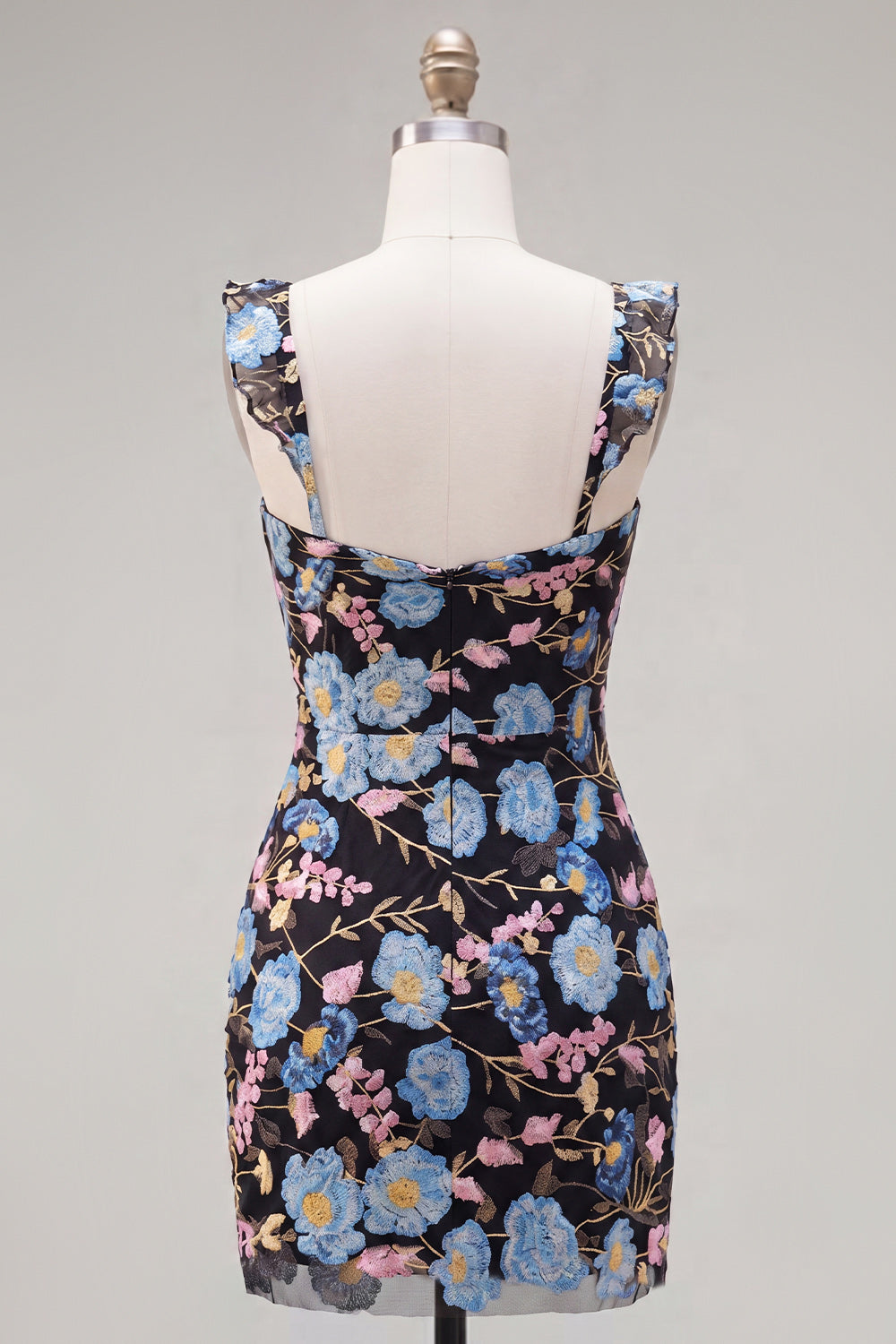 Yellow Floral Sequin Embroidered Sweetheart Bodycon Homecoming Dress