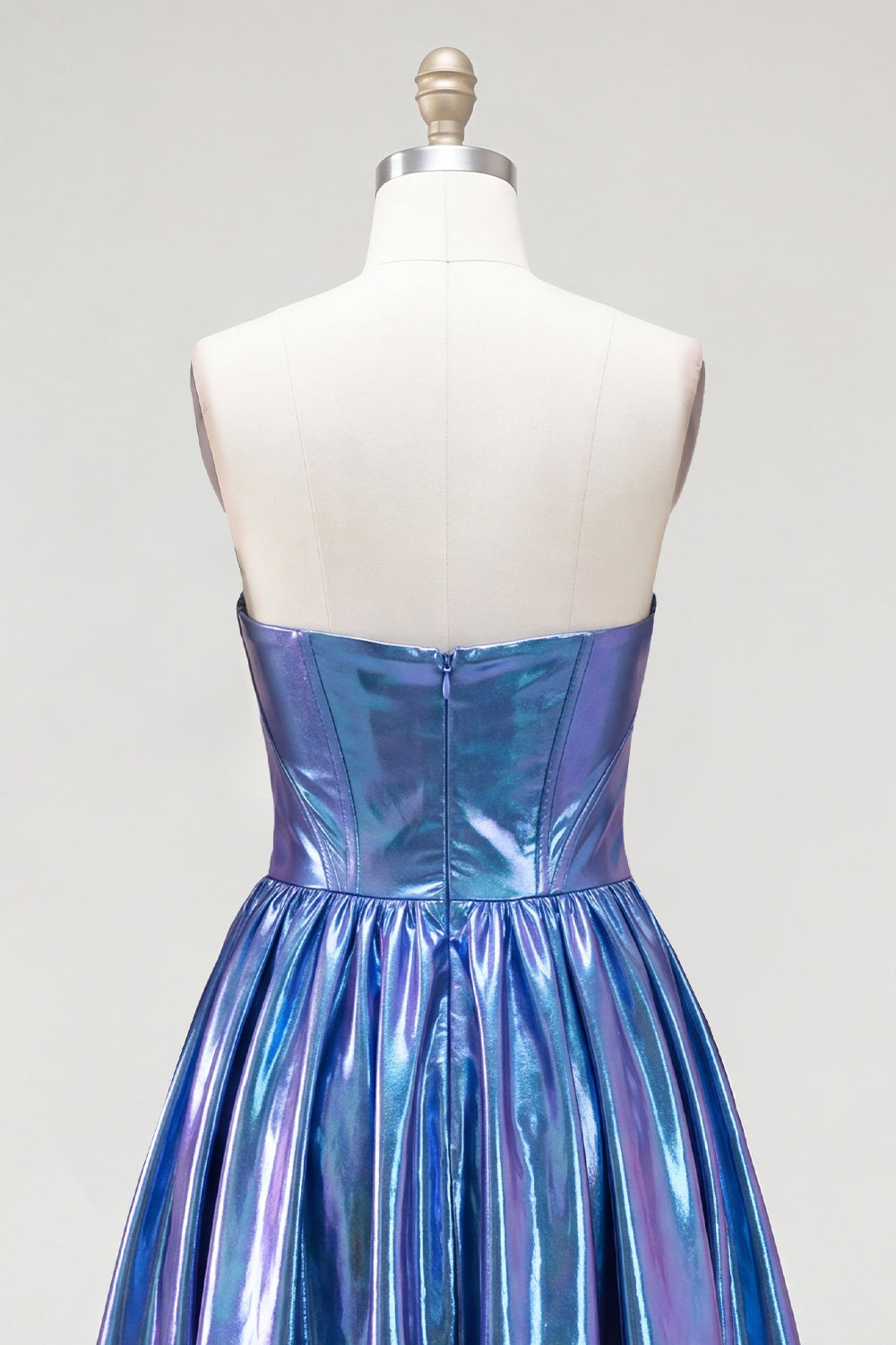 Royal Blue Metallic A-Line Sweetheart Ruched Corset Asymmetrical Homecoming Dress