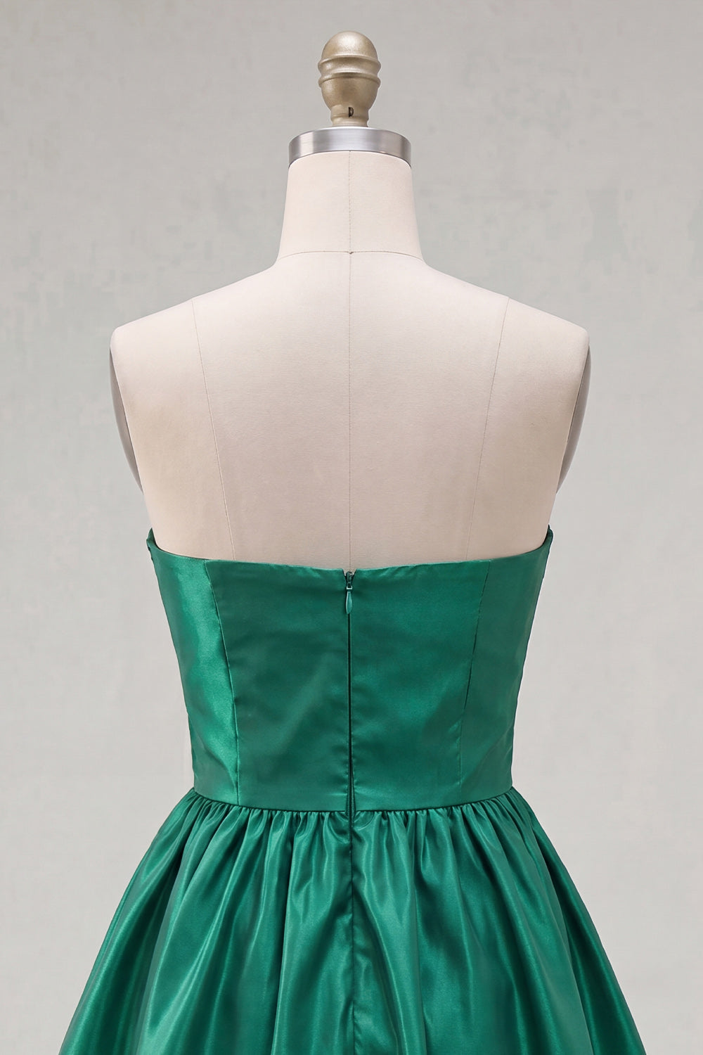 Strapless Dark Green A-Line Ruffles Homecoming Dress with Bow