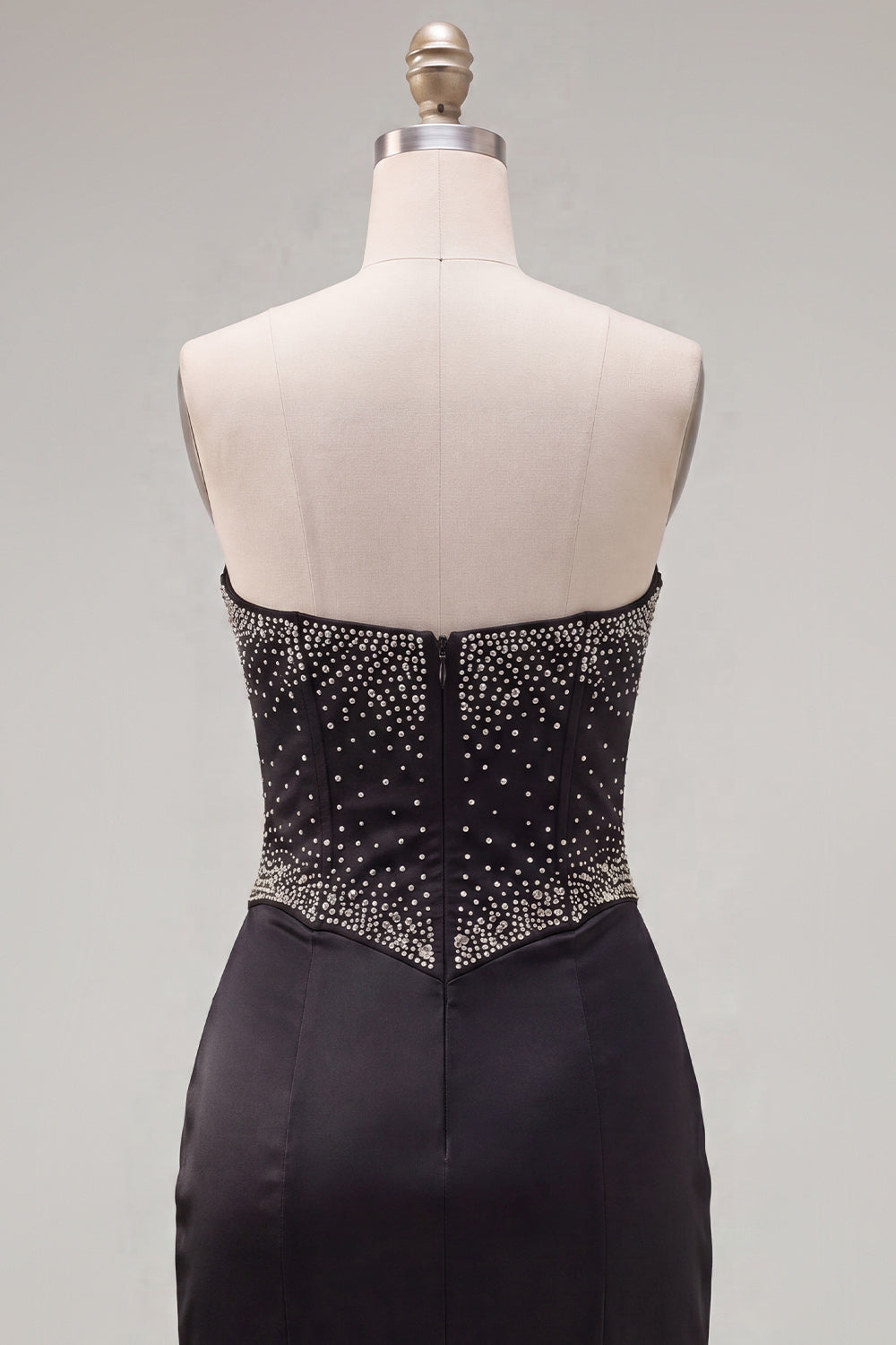 Black Bodycon Sweetheart Corset Satin Beaded Homecoming Dress with Bow