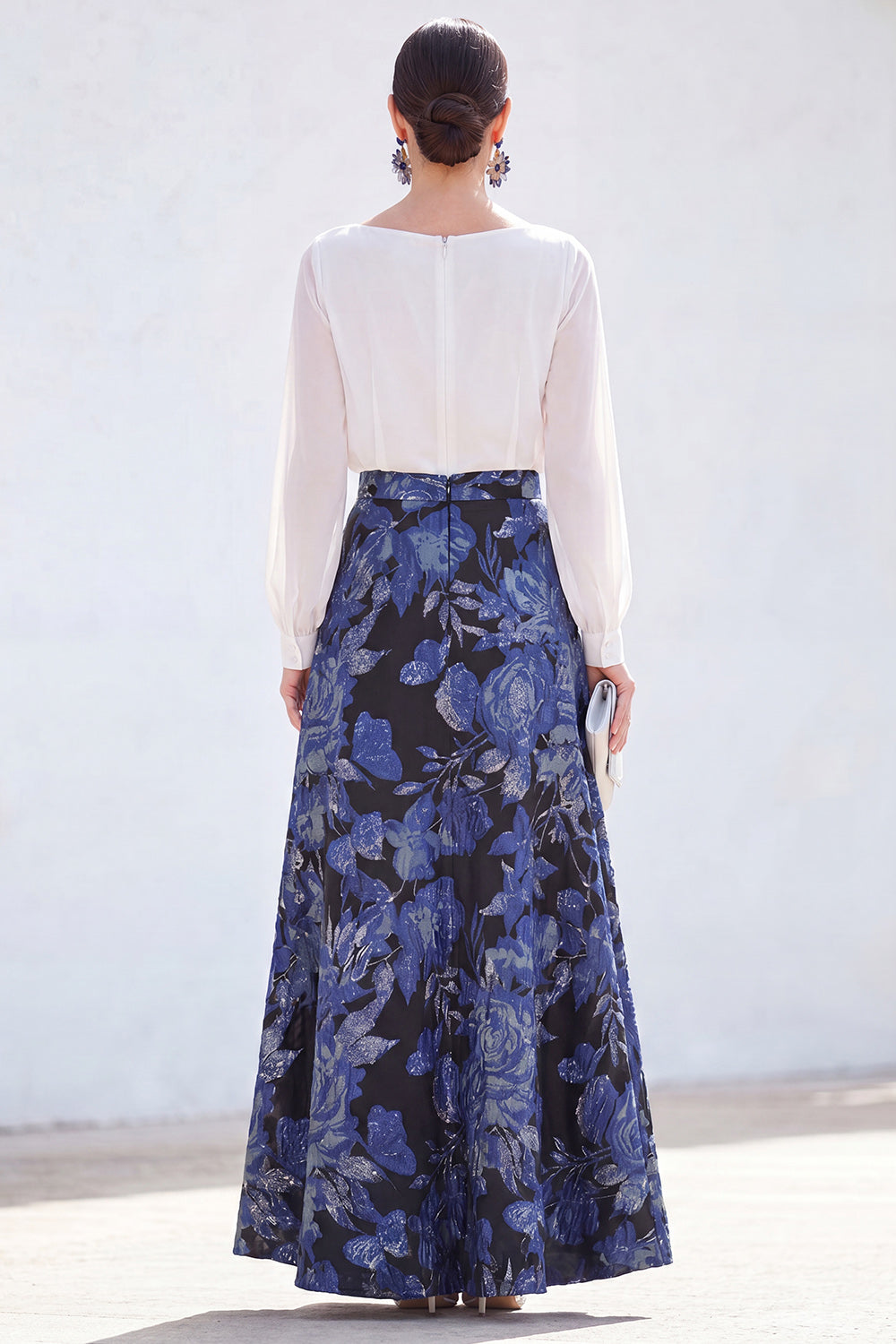 Green A-Line Bateau Neck 2 Piece Jacquard Floral Long Mother Of the Bride Dress
