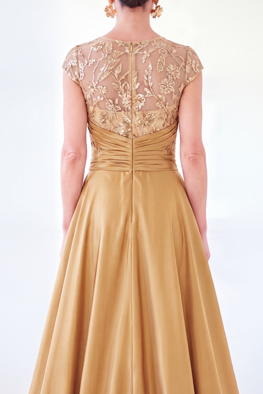 Dark Green A-Line Round Neck Sequins Long Mother Of the Bride Dress with Cap Sleeves