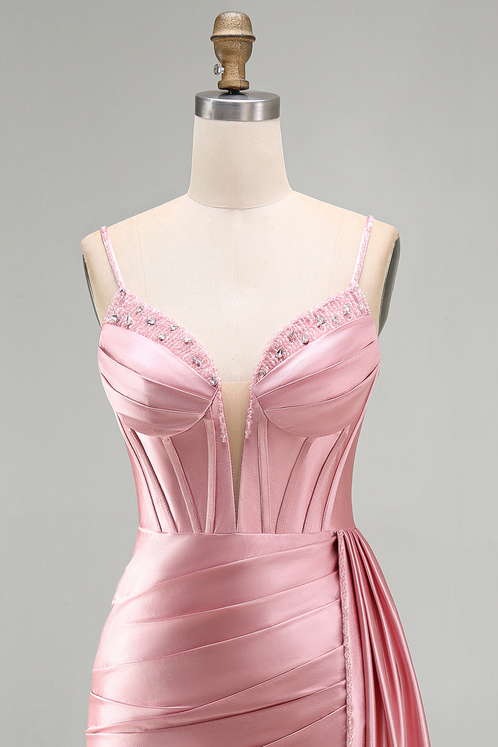 Pink Bodycon Corset Ruched Fringed Beaded Short Homecoming Dress with Sash