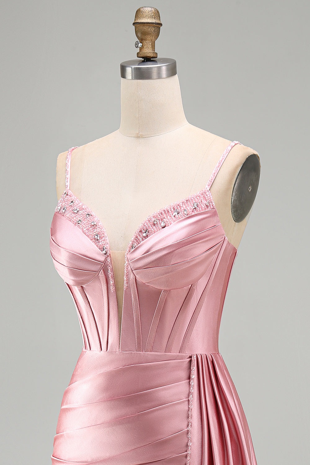 Pink Bodycon Corset Ruched Fringed Beaded Short Homecoming Dress with Sash