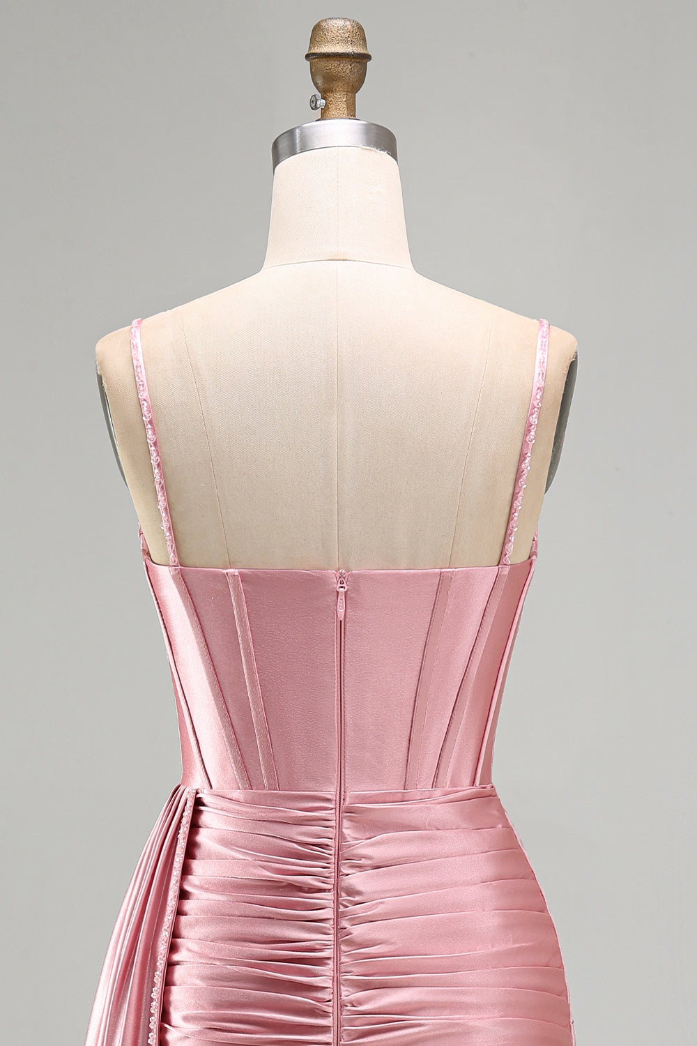 Pink Bodycon Corset Ruched Fringed Beaded Short Homecoming Dress with Sash