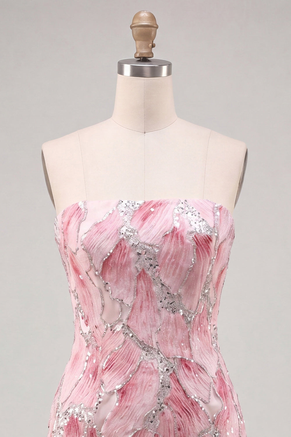 Strapless Pink Bodycon Sequins Short Homecoming Dress