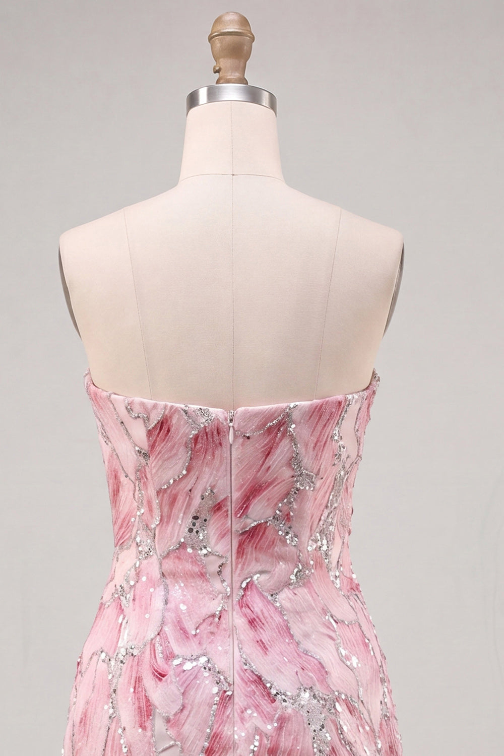 Strapless Pink Bodycon Sequins Short Homecoming Dress