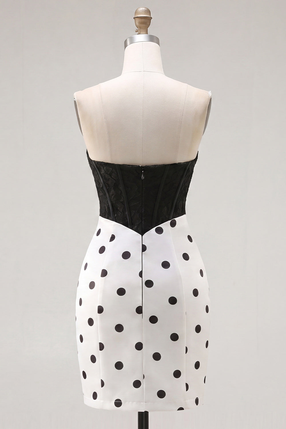Black and White Sweetheart Bodycon Corset Key Hole Homecoming Dress with Bow