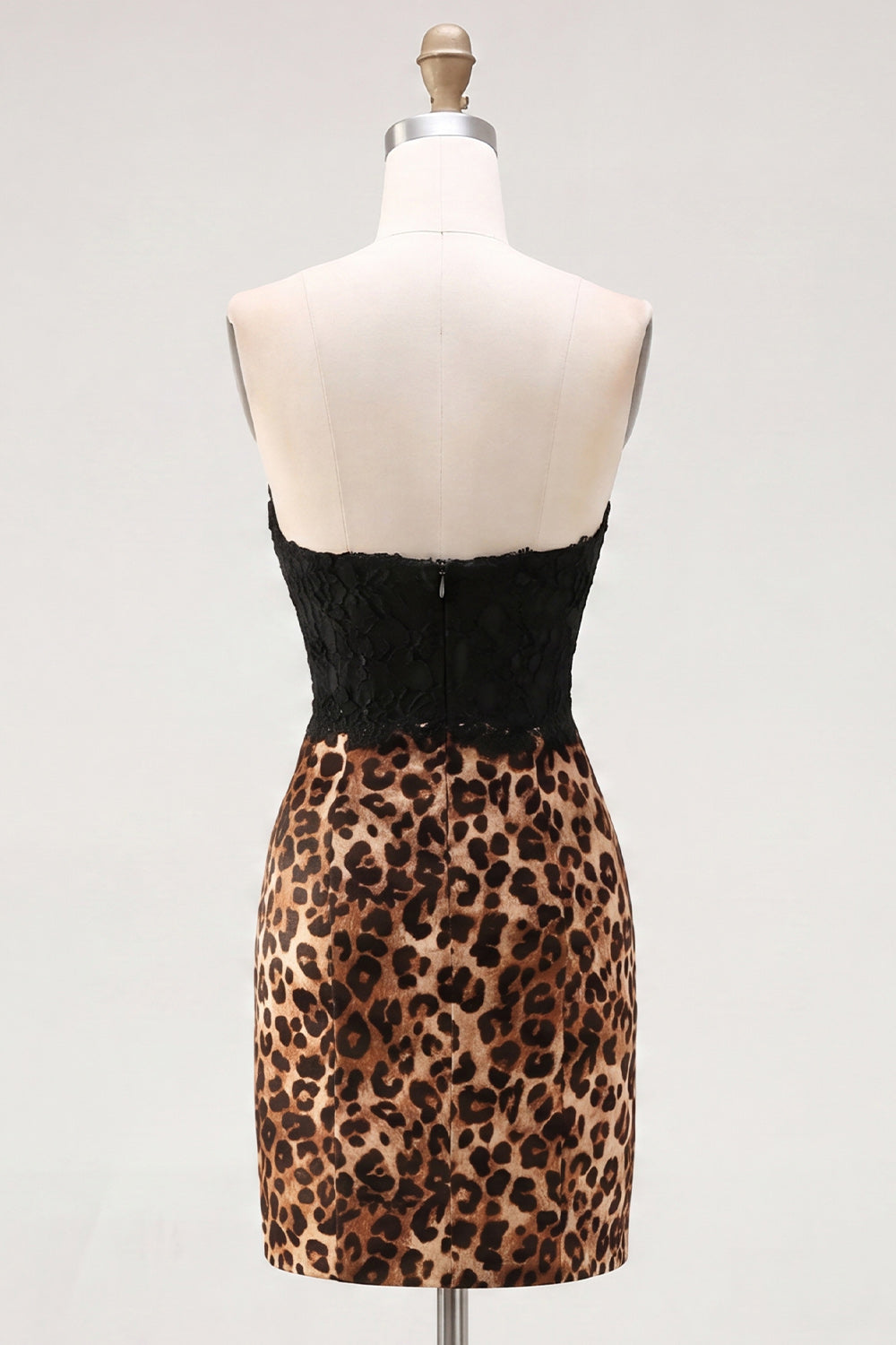 Black and Leopard Bodycon Sweetheart Short Homecoming Dress
