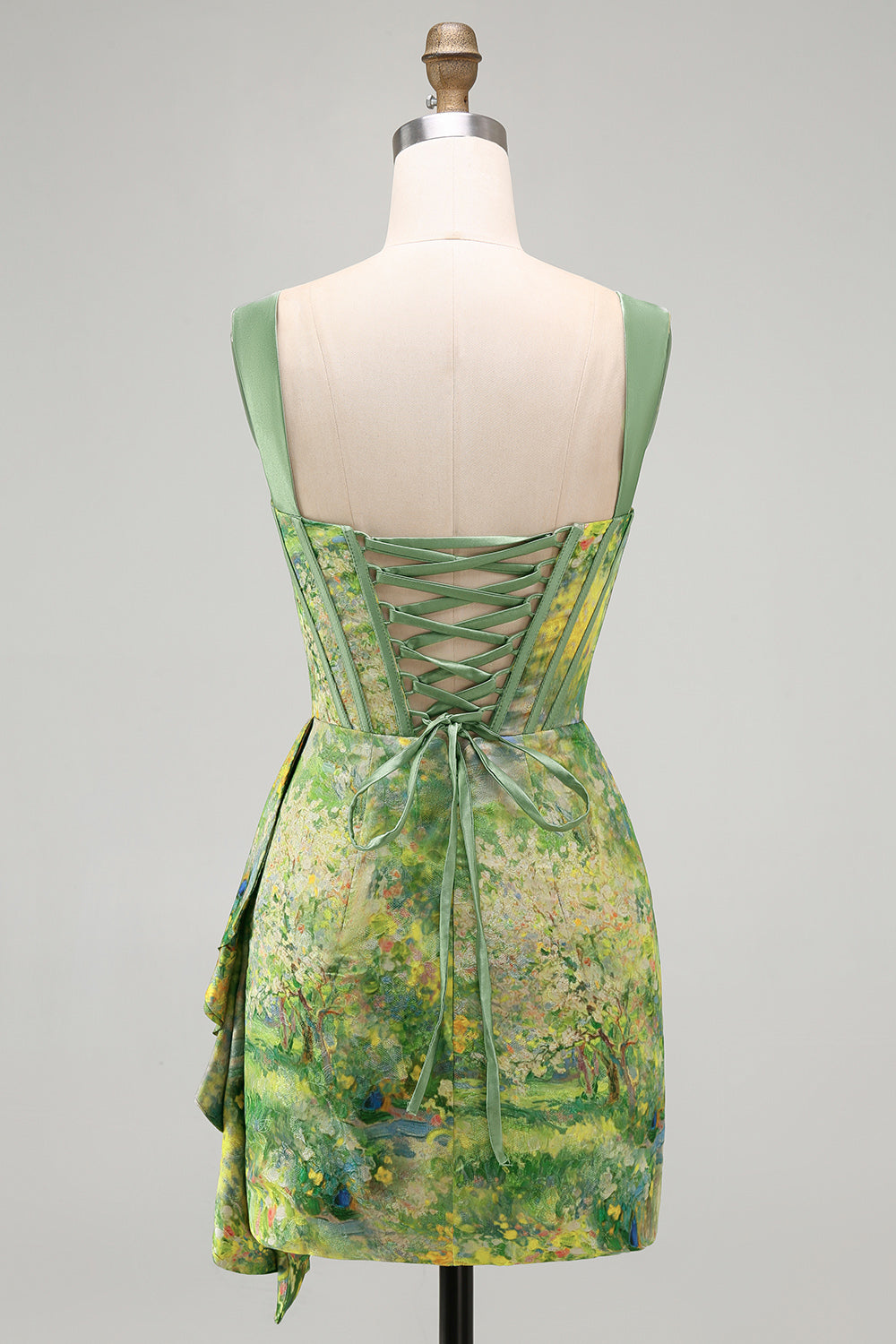 Robe de soirée moulante blush avec corset dos lacé, fronces et ceinture