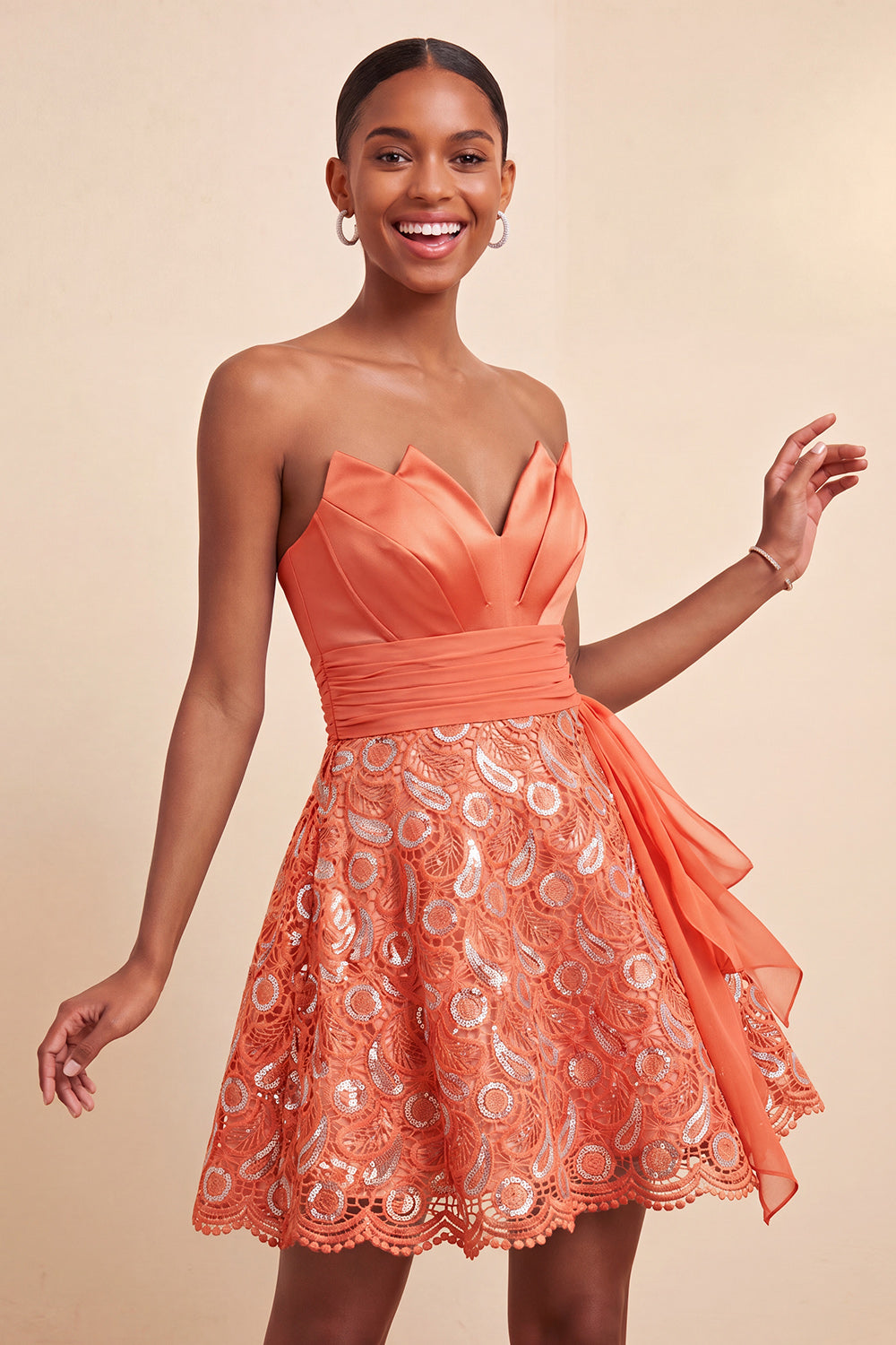 Sky Blue A-Line Sweetheart Sequins Lace Up Back Homecoming Dress with Sash