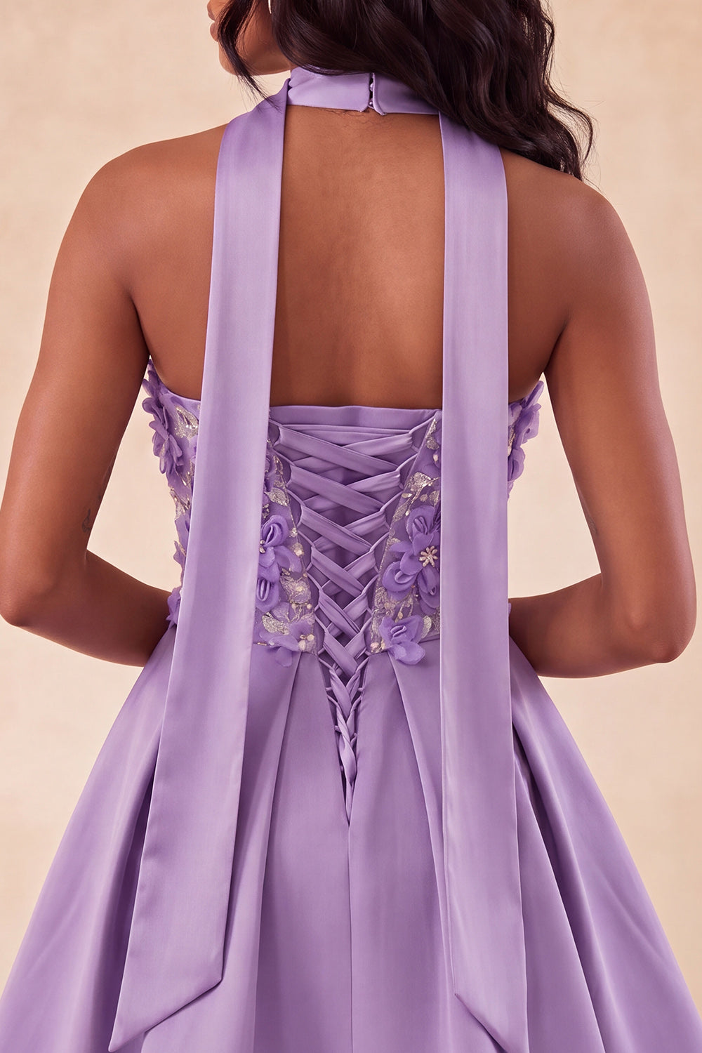 Olive A-Line Sweetheart Beaded Floral Homecoming Dress with Lace Up Back