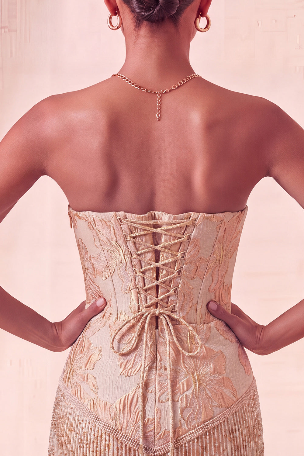 Lake Blue Sweetheart Corset Jacquard Lace Up Back Birthday Dress with Fringes