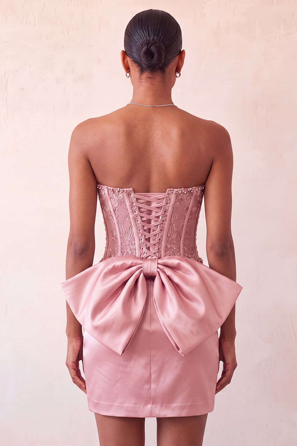 Silver Sweetheart Corset Lace Up Back Bodycon Homecoming Dress with Bow