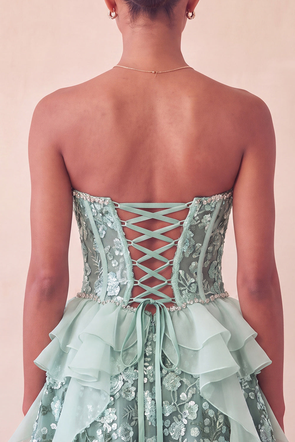 Sage Green Sweetheart Corset A-Line Short Homecoming Dress with Sequins