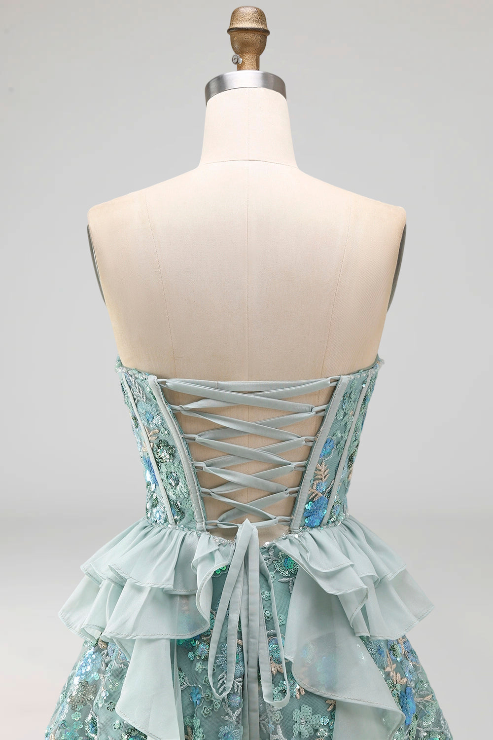 Sage Green Sweetheart Corset A-Line Short Homecoming Dress with Sequins