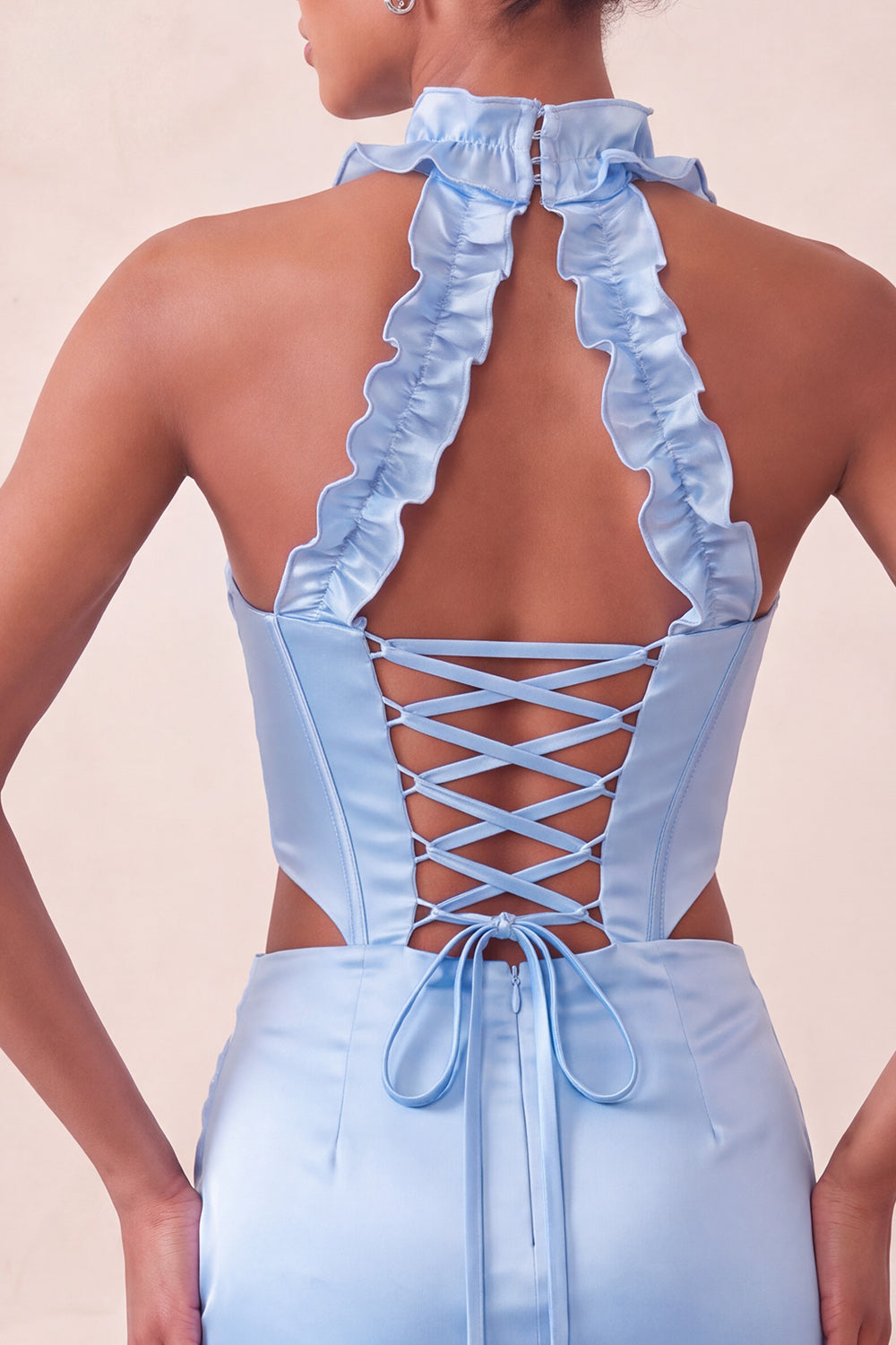 Halter Corset Bodycon Mint Green Ruched Short Homecoming Dress with Slit