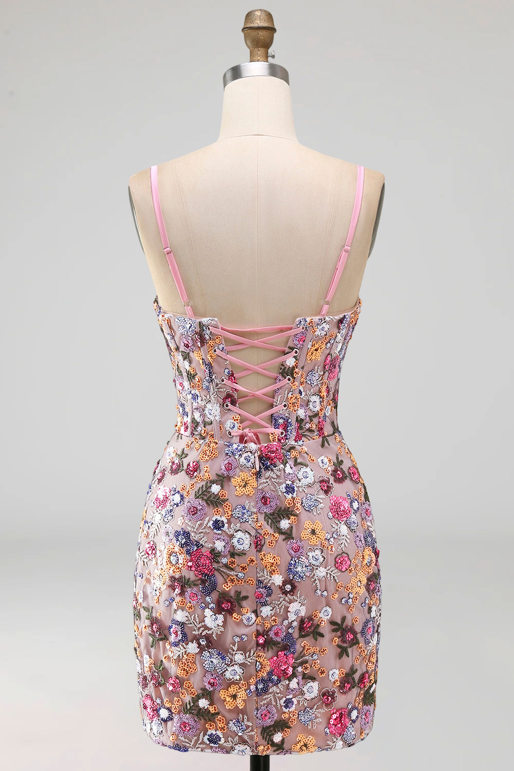 Pink Corset Bodycon Ruched Short Homecoming Dress with Sequins
