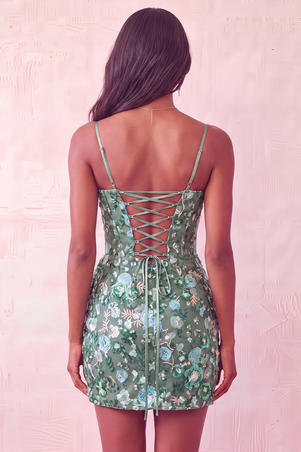 Pink Corset Bodycon Ruched Short Homecoming Dress with Sequins