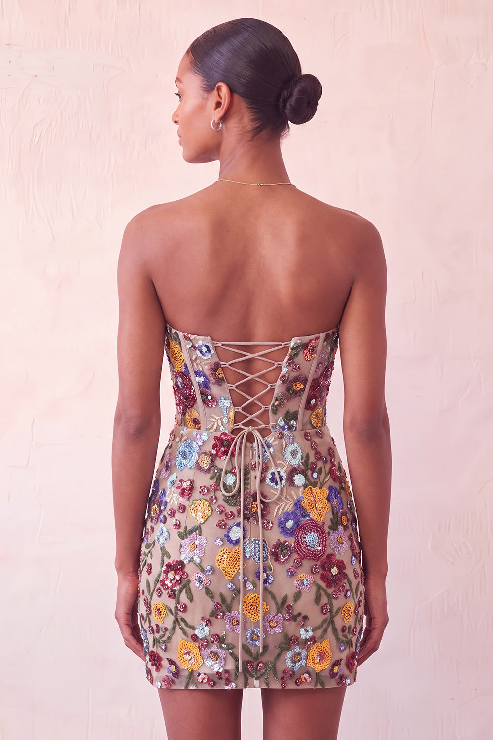 Pink Sweetheart Bodycon Sequin Homecoming Dress with Lace-Up Back