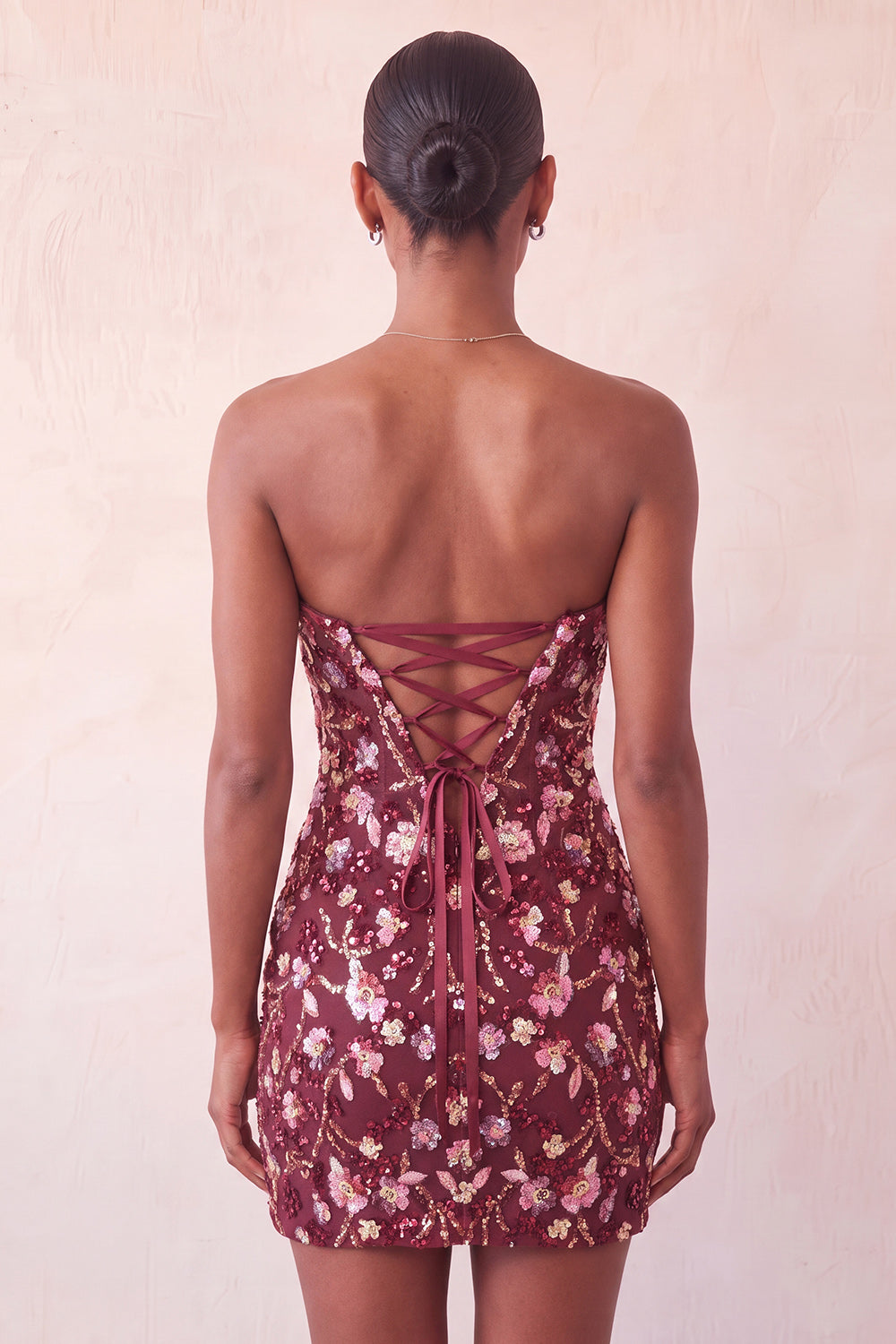 Pink Sweetheart Bodycon Sequin Homecoming Dress with Lace-Up Back