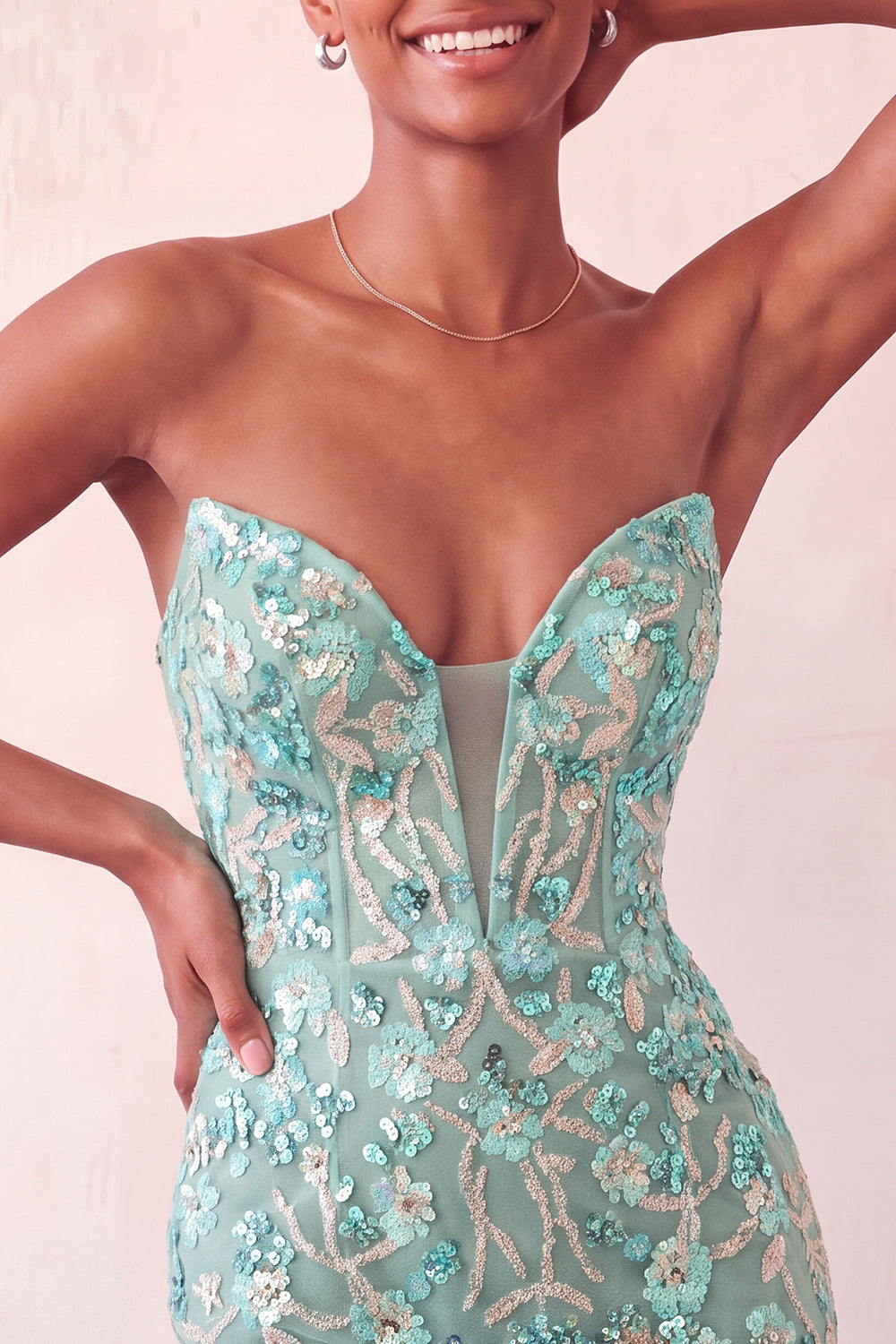 Pink Sweetheart Bodycon Sequin Homecoming Dress with Lace-Up Back