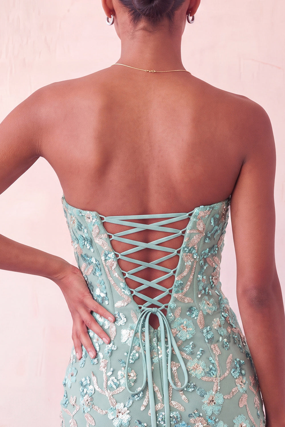 Pink Sweetheart Bodycon Sequin Homecoming Dress with Lace-Up Back