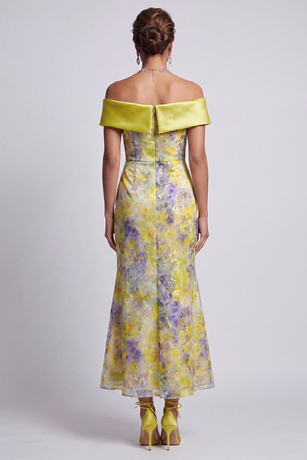 Robe Midi Sirène Perléé Épaules Dénudées Blush pour Mère de la Mariée