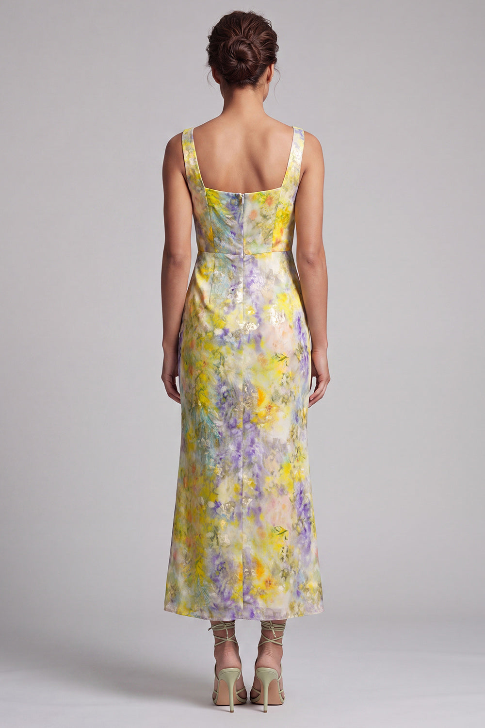 Mermaid Blush Square Neck Beaded Midi Mother Of the Bride Dress