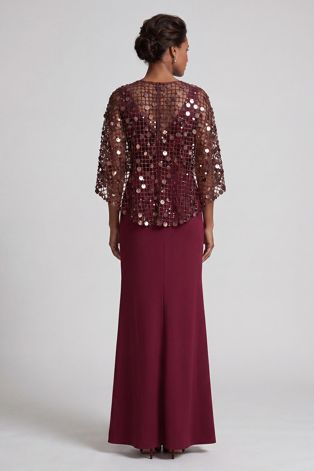 Burgundy V-Neck Mermaid Long Mother Of the Bride Dress with Slit