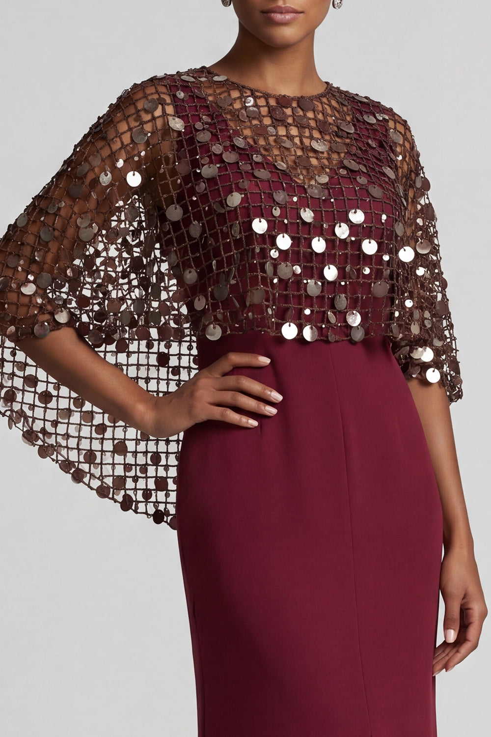 Burgundy V-Neck Mermaid Long Mother Of the Bride Dress with Slit