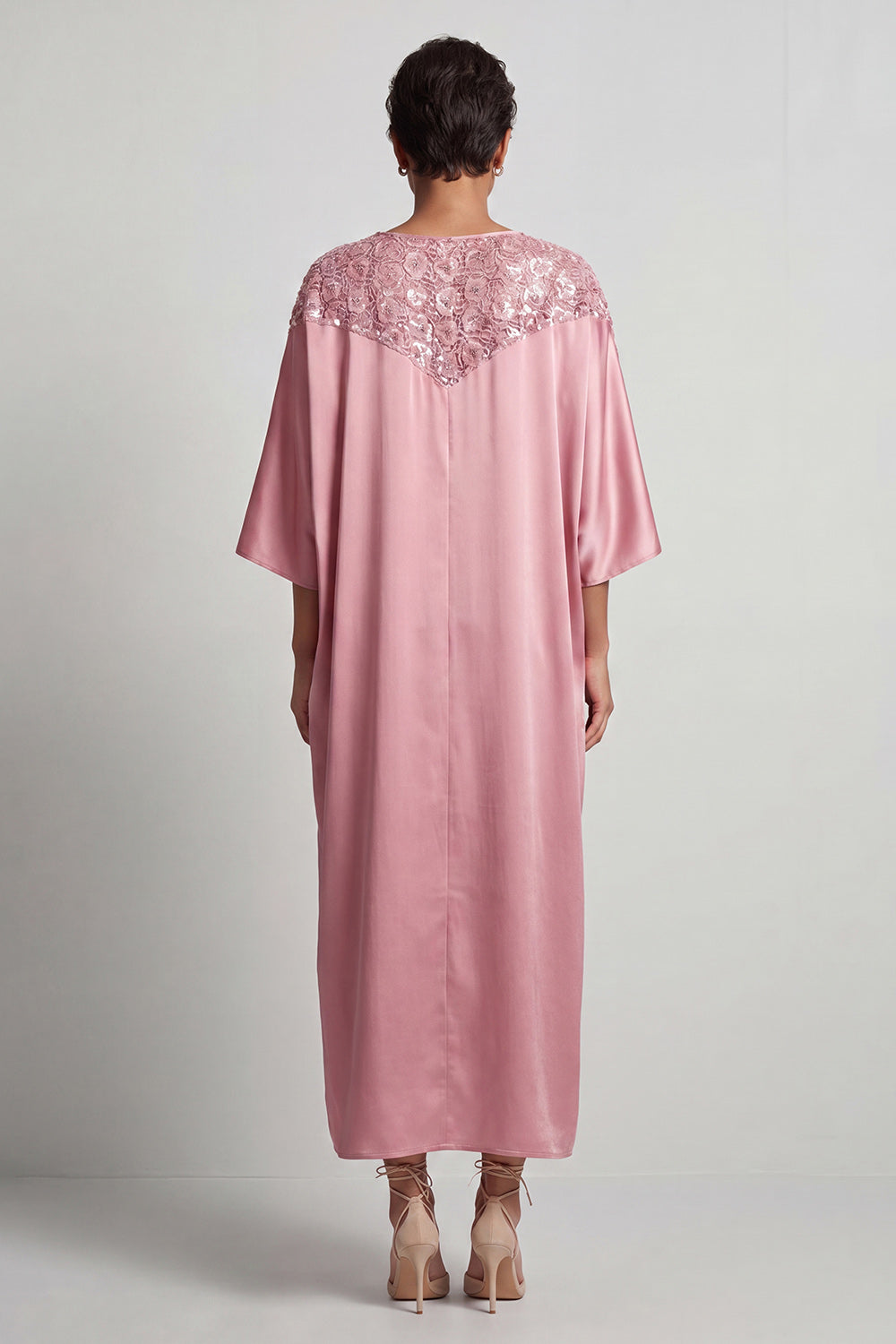 Blue Sheath Round Neck Midi Mother of the Bride Dress with Sequins