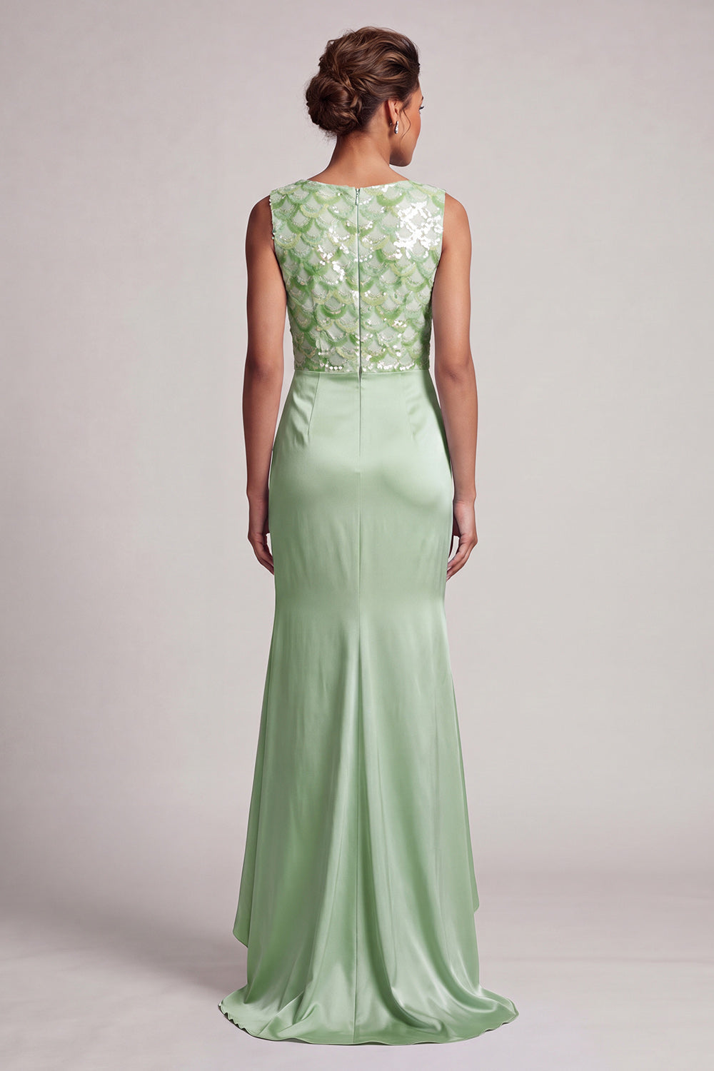 Sky Blue Mermaid Sequins Bateau Neck Long Mother Of the Bride Dress