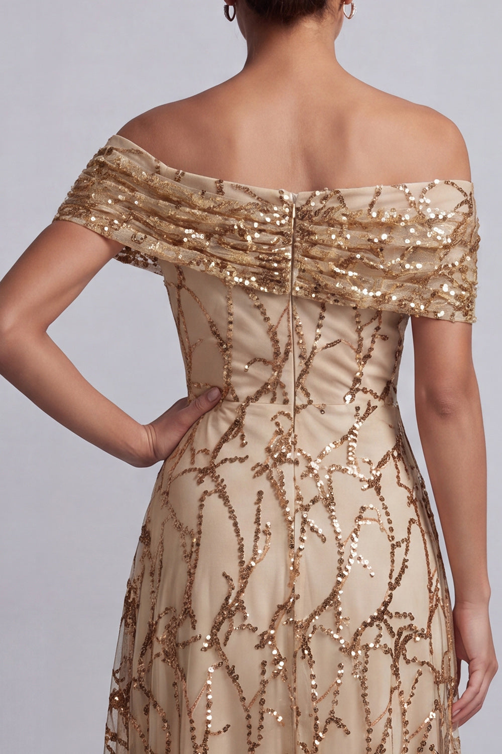 Red Off the Shoulder A-Line Sequins Midi Mother Of the Bride Dress