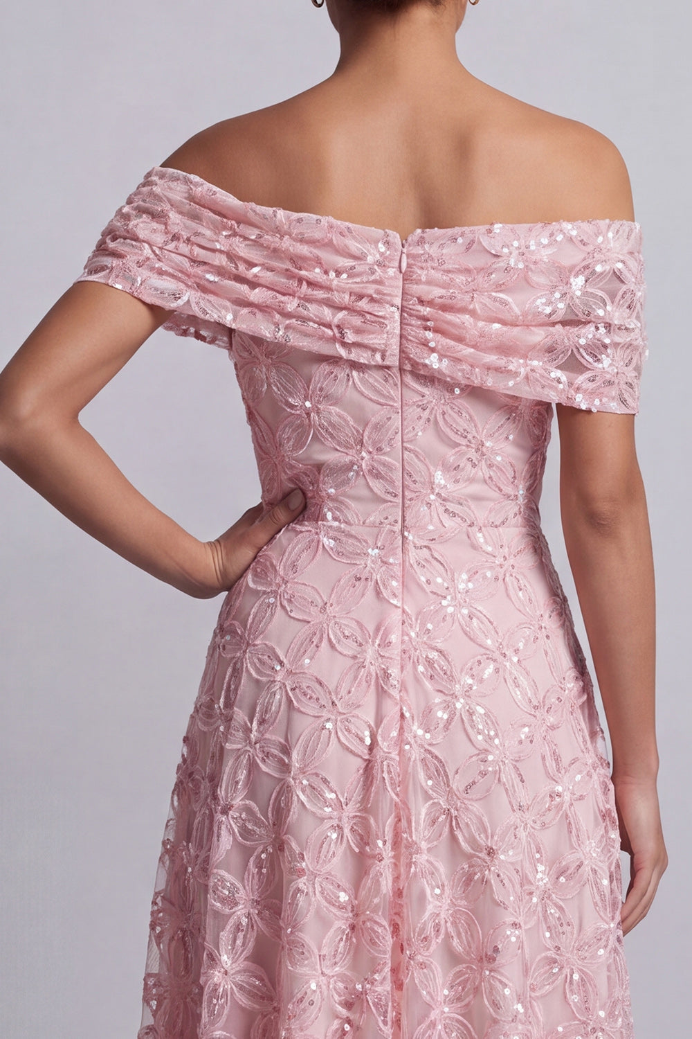 Red Off the Shoulder A-Line Sequins Midi Mother Of the Bride Dress