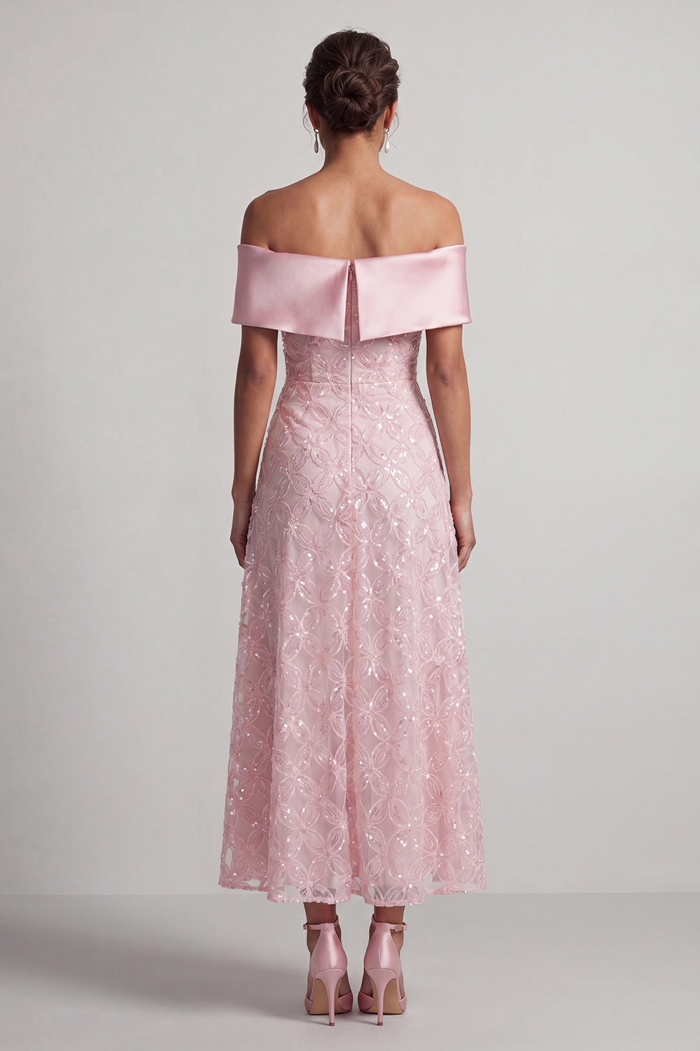 A-Line Red Off the Shoulder Midi Mother Of the Bride Dress with Sequins