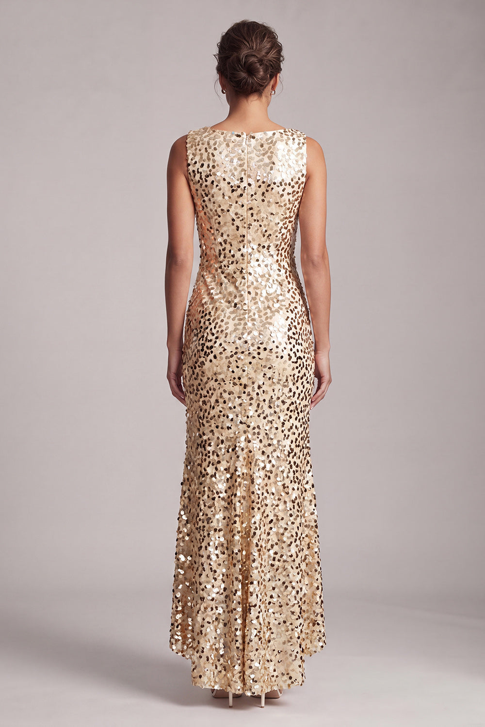 Sparkly Green Mermaid Asymmetrical Round Neck Midi Mother Of the Bride Dress with Sequins