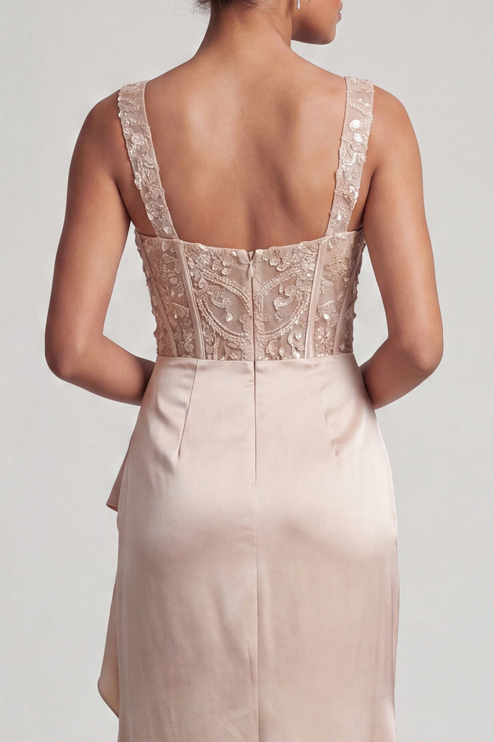 White Mermaid Corset Ruched Sequins Midi Mother Of the Bride Dress with Ruffles